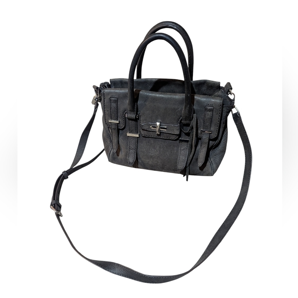 Rebecca Minkoff Grey Nubuck Suede Satchel Tote Handbag Boho